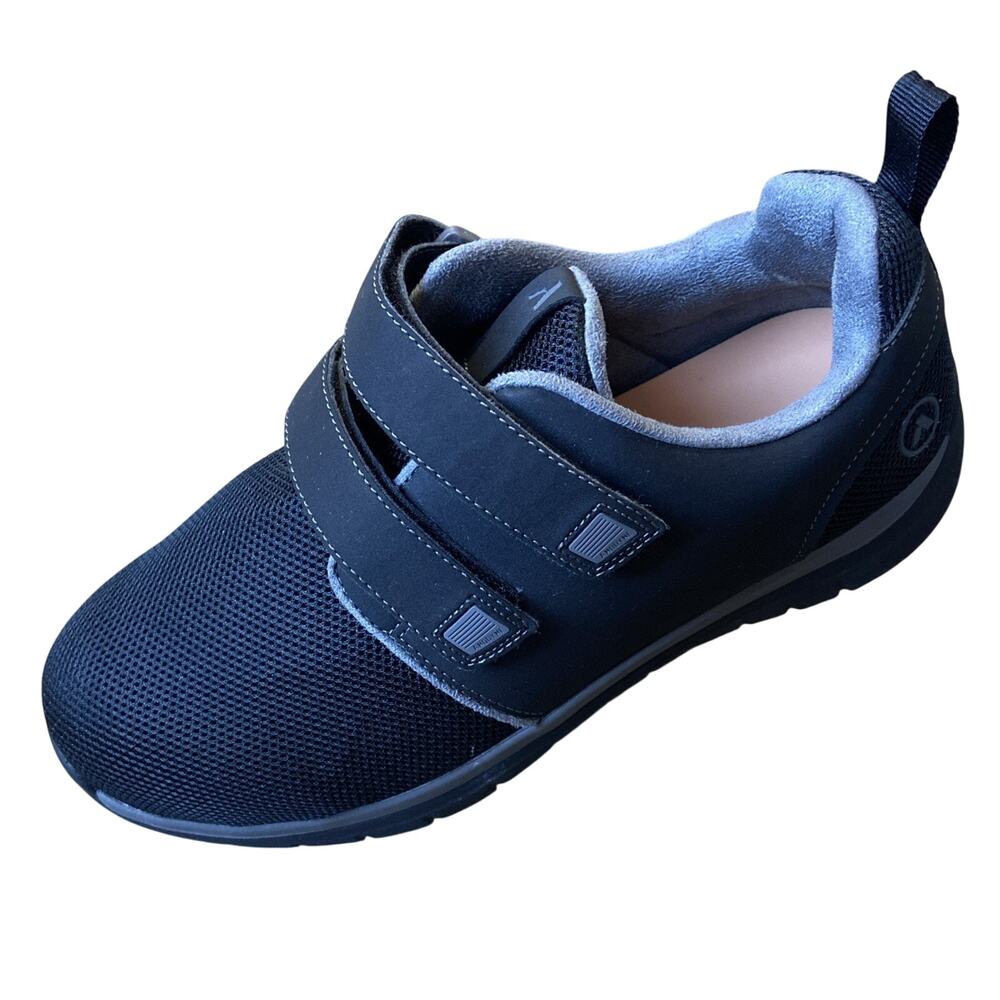 Anodyne Sneaker Men Sz 10.5 Wide Black No.74 Double Hook & Loop Strap Diabetic
